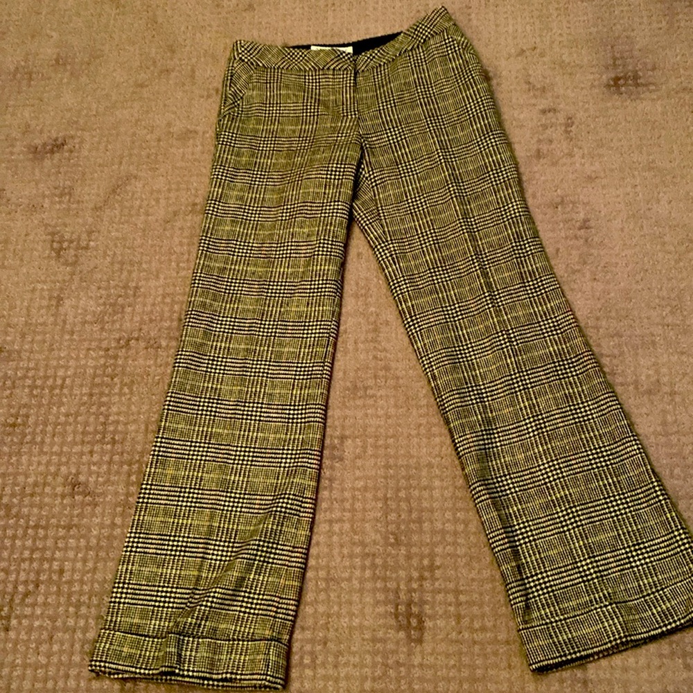 Trina Turk wool blend lined plaid trousers